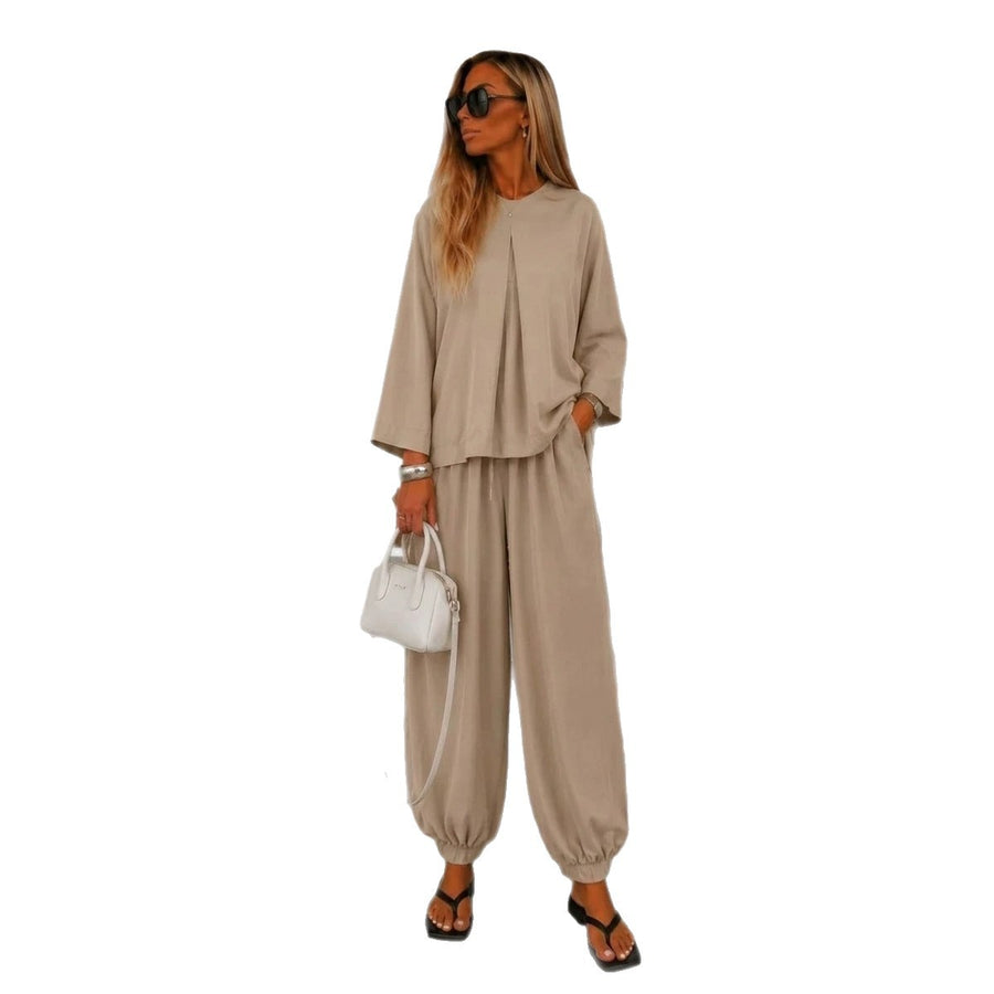 Womens Fashionable Ankle-Tie Harem Pants Two-Piece Set