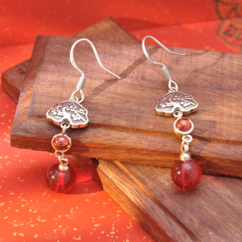 Elegant Long Earrings in Red Agate for Stunning Style