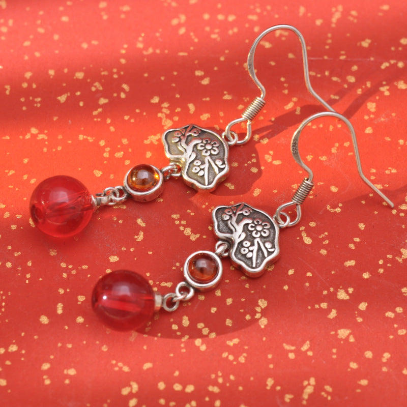 Elegant Long Earrings in Red Agate for Stunning Style