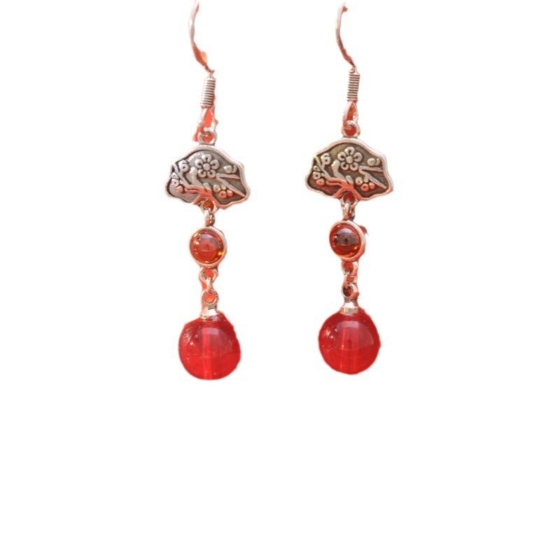 Elegant Long Earrings in Red Agate for Stunning Style