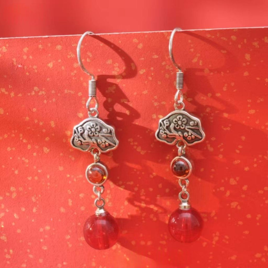 Elegant Long Earrings in Red Agate for Stunning Style