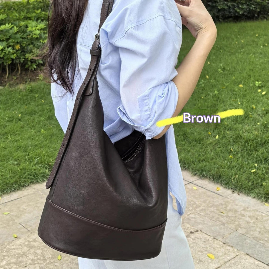 Sheepskin Double-handle Genuine Leather Commuter Bag