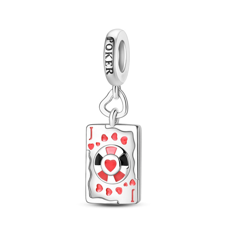 Beaded Bracelet with Game Playing Card Pendant