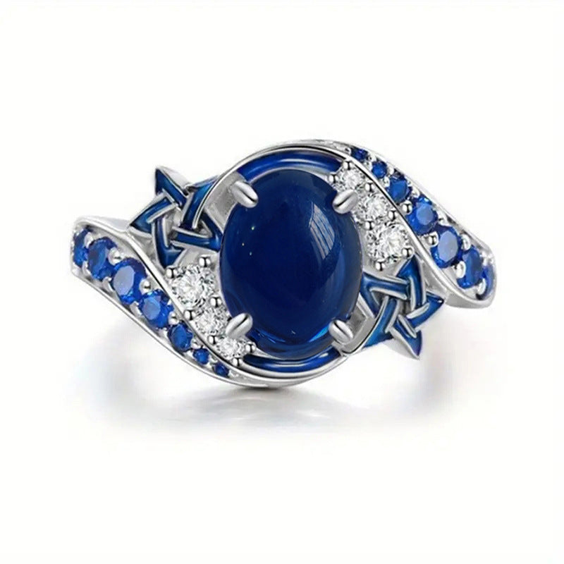 Y2K Inspired Agate Look Striped Star Ring - Trendy Jewelry