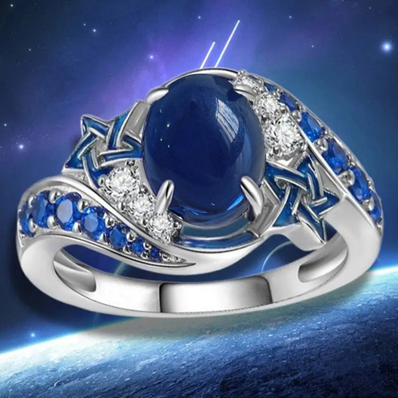 Y2K Inspired Agate Look Striped Star Ring - Trendy Jewelry