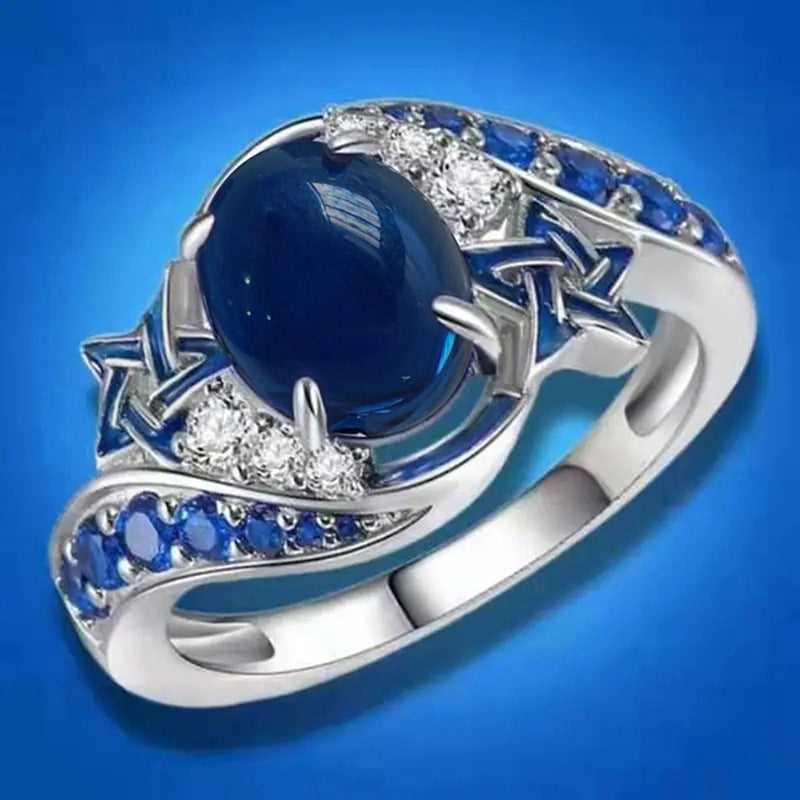 Y2K Inspired Agate Look Striped Star Ring - Trendy Jewelry