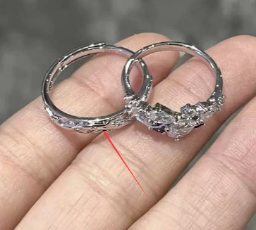 Wisteria Flower Couple Rings - Stylish Stacking Rings