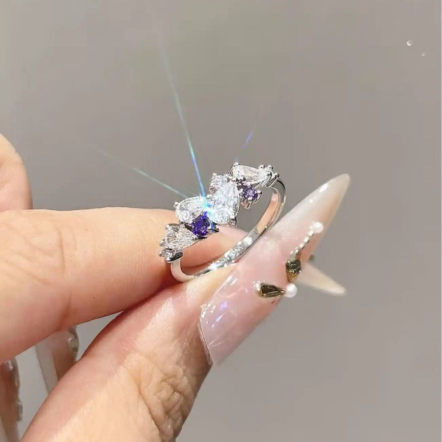 Wisteria Flower Couple Rings - Stylish Stacking Rings