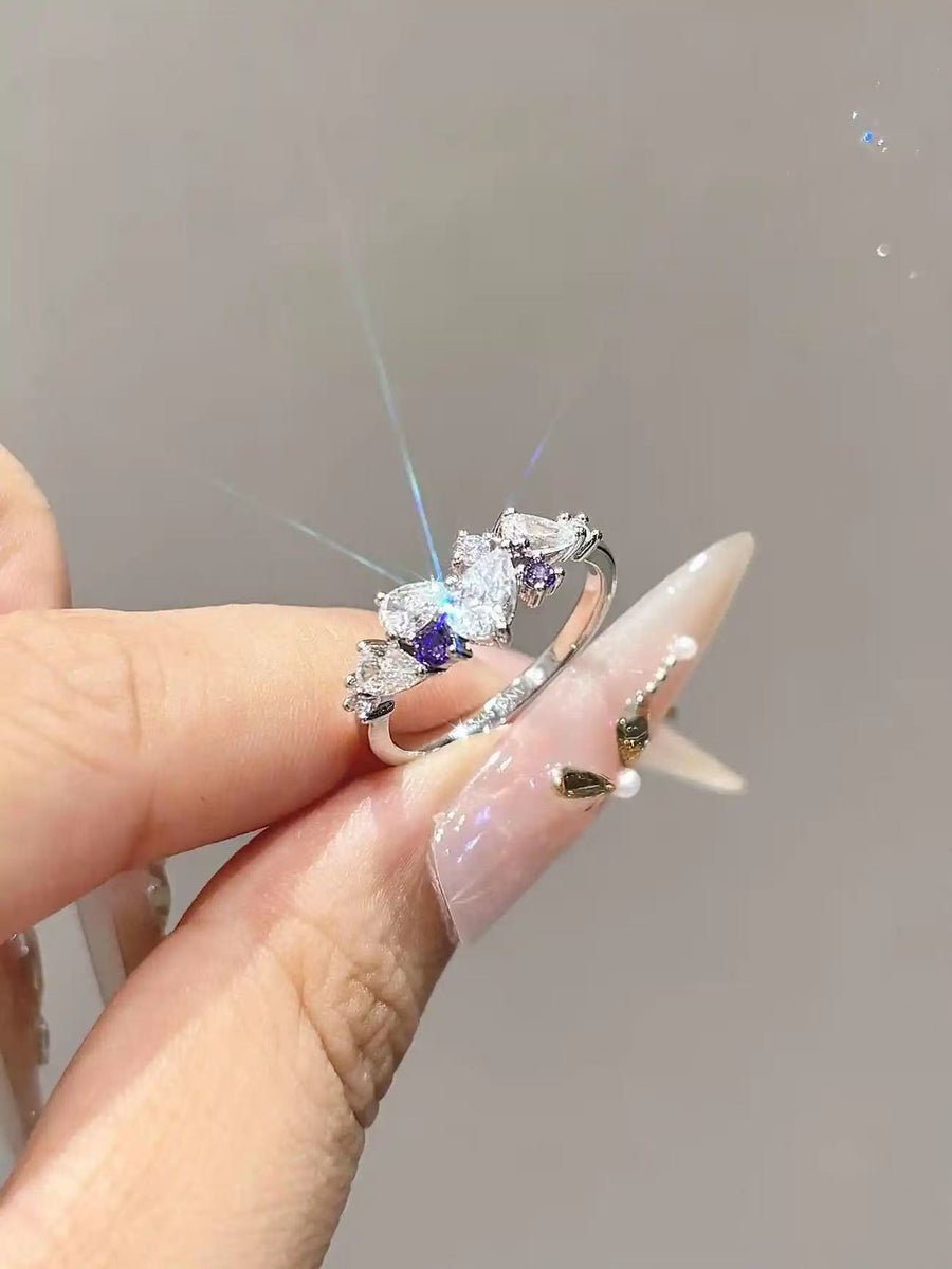 Wisteria Flower Couple Rings - Stylish Stacking Rings