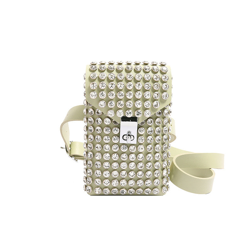 Single-Shoulder Bag with Rhinestone Design - Cosmetic Bag