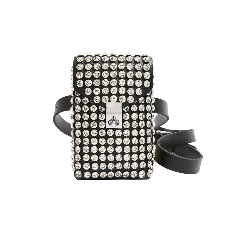 Single-Shoulder Bag with Rhinestone Design - Cosmetic Bag