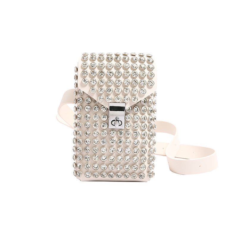 Single-Shoulder Bag with Rhinestone Design - Cosmetic Bag