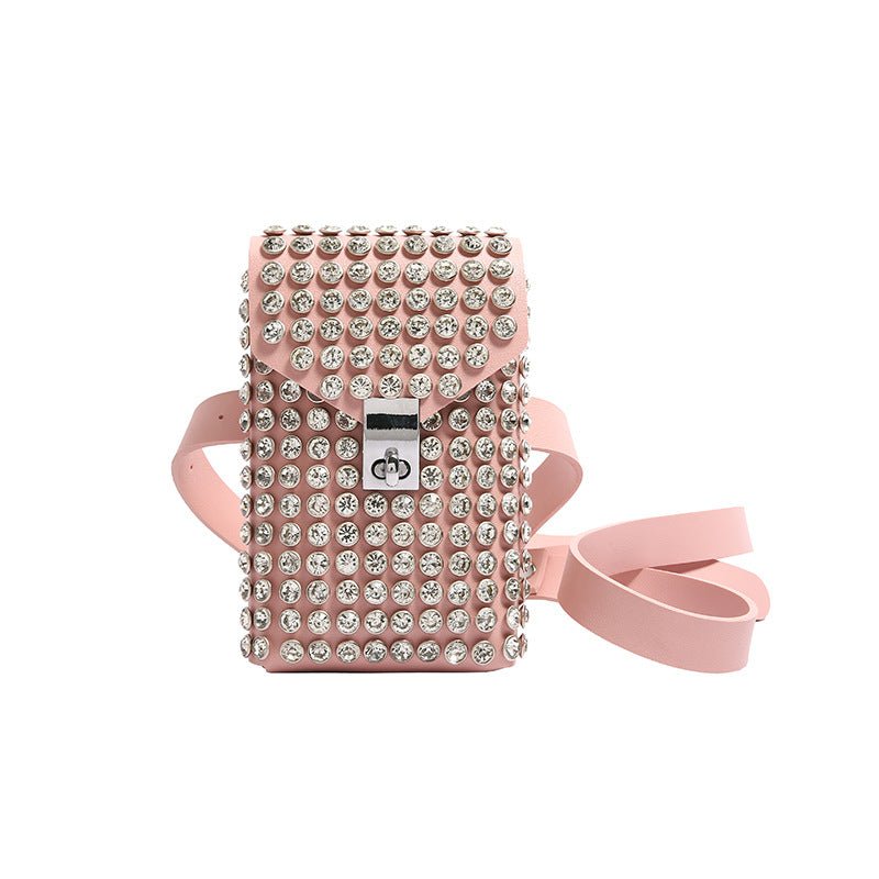 Single-Shoulder Bag with Rhinestone Design - Cosmetic Bag