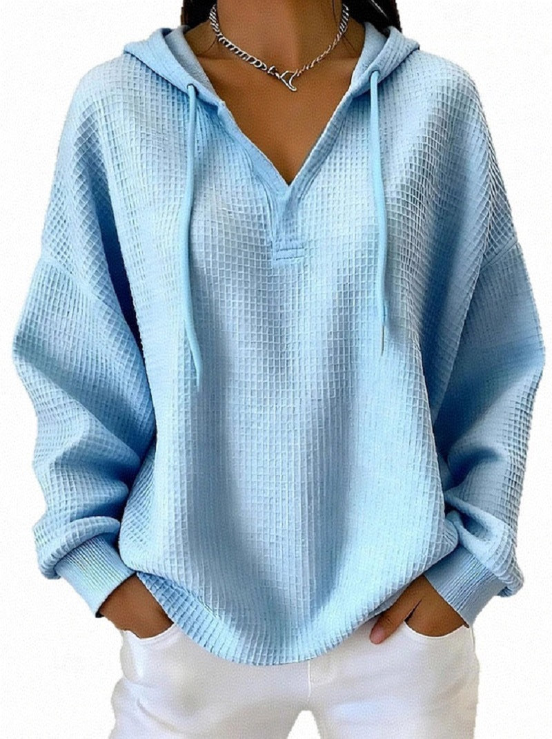 Casual Solid-Color Trendy Hoodie for Women with Drawstring