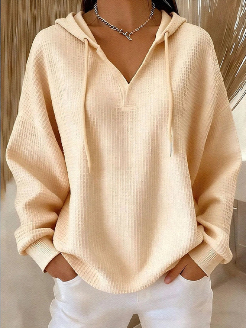 Casual Solid-Color Trendy Hoodie for Women with Drawstring