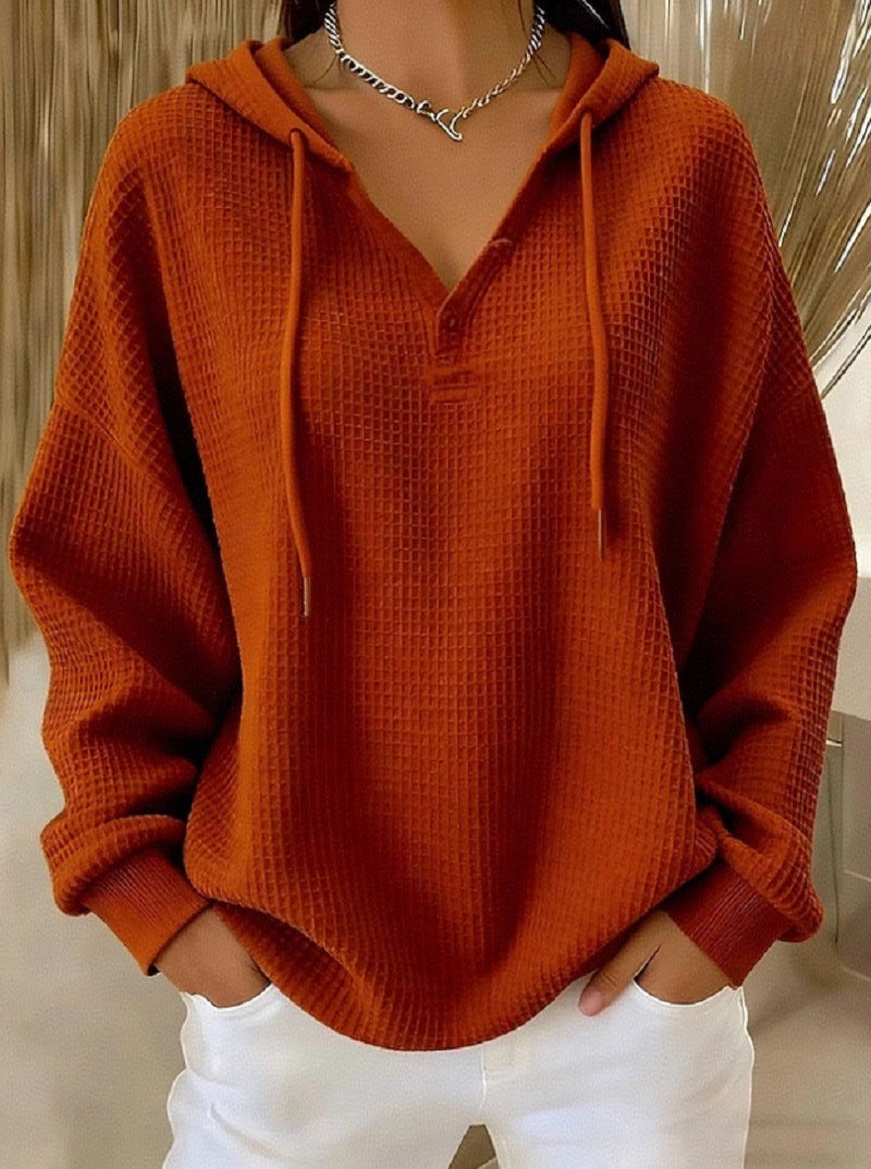 Casual Solid-Color Trendy Hoodie for Women with Drawstring