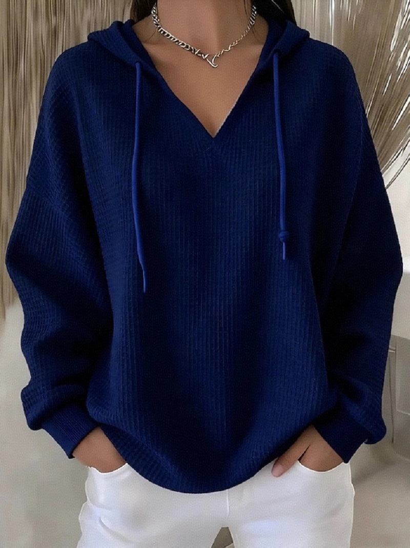 Casual Solid-Color Trendy Hoodie for Women with Drawstring