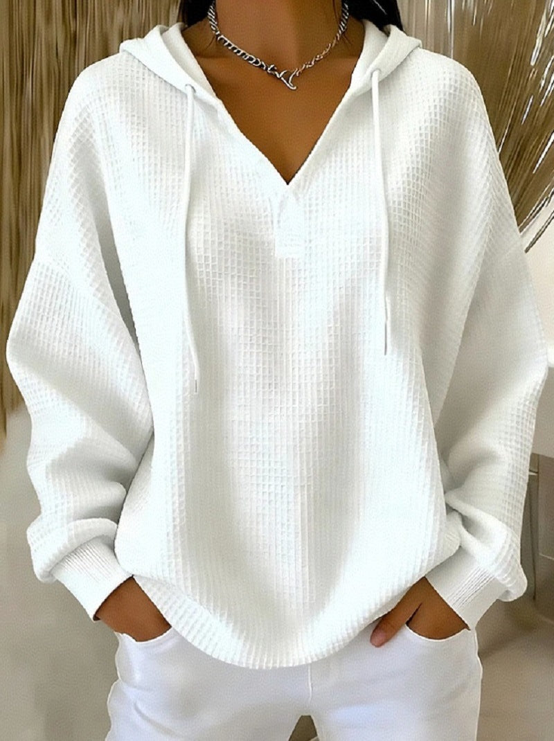 Casual Solid-Color Trendy Hoodie for Women with Drawstring