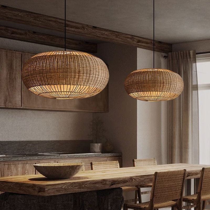 Rattan Pendant Lamp - Vintage Japanese Wabi-sabi Style