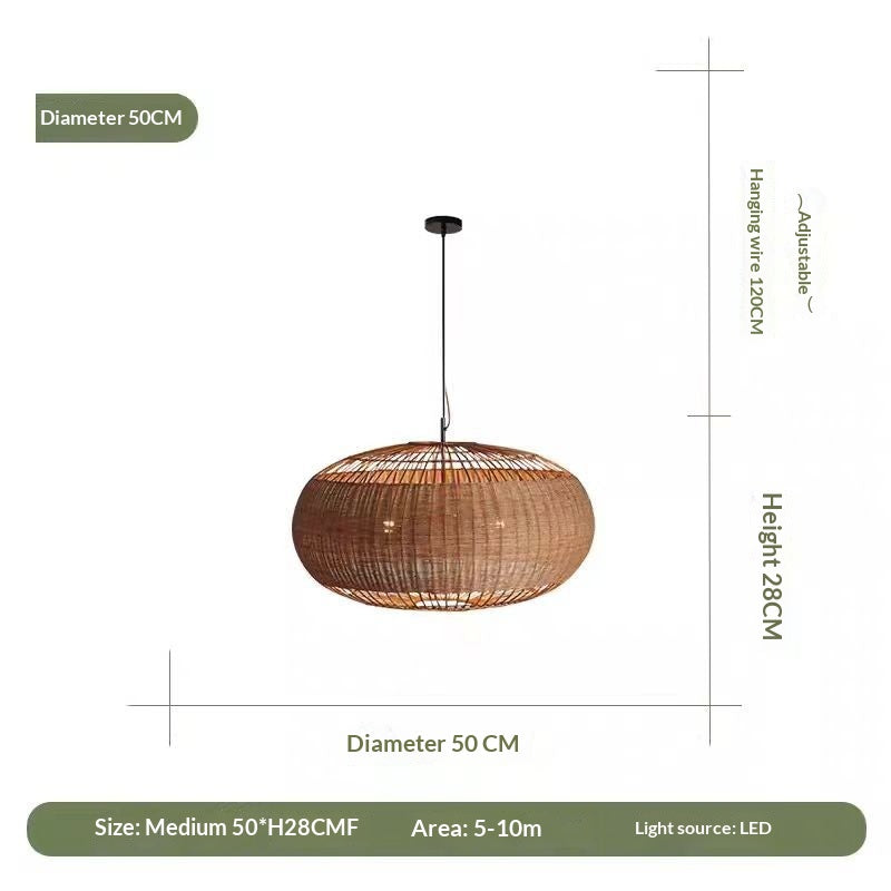 Rattan Pendant Lamp - Vintage Japanese Wabi-sabi Style
