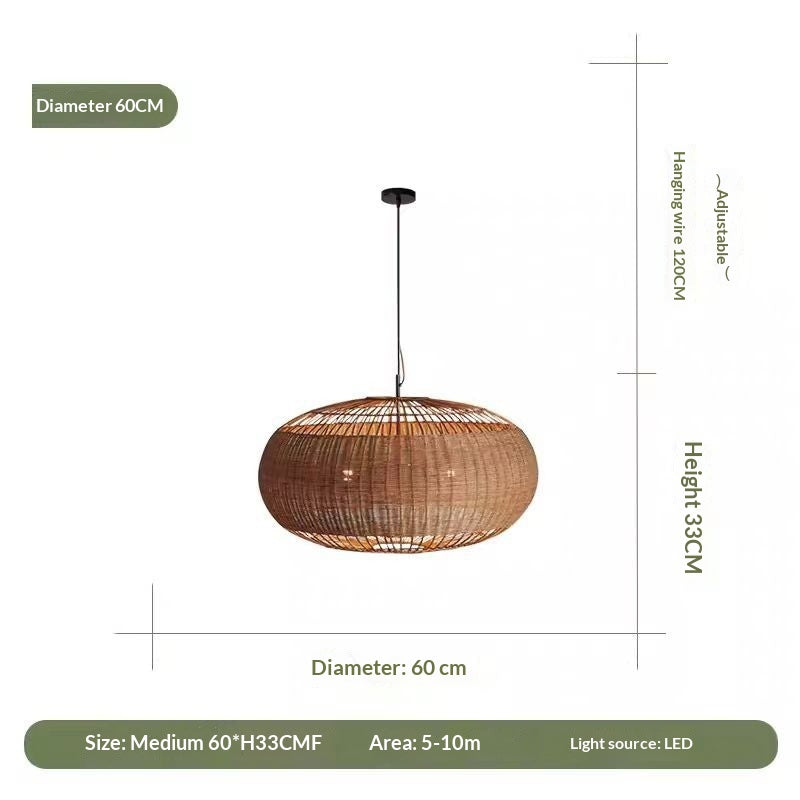 Rattan Pendant Lamp - Vintage Japanese Wabi-sabi Style