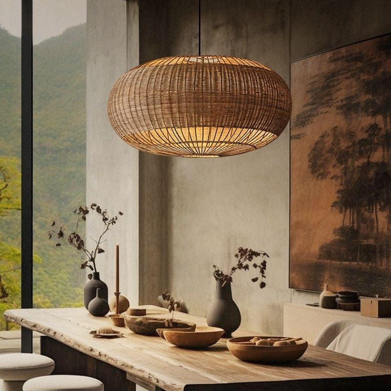 Rattan Pendant Lamp - Vintage Japanese Wabi-sabi Style