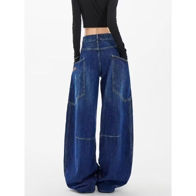 Womens Straight-Leg Loose Washed Distressed Jeans