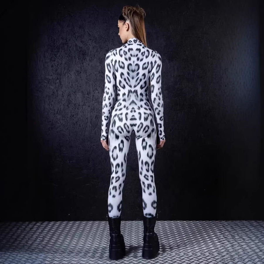 Leopard-print 3D-printed Bodysuit for Bold Style