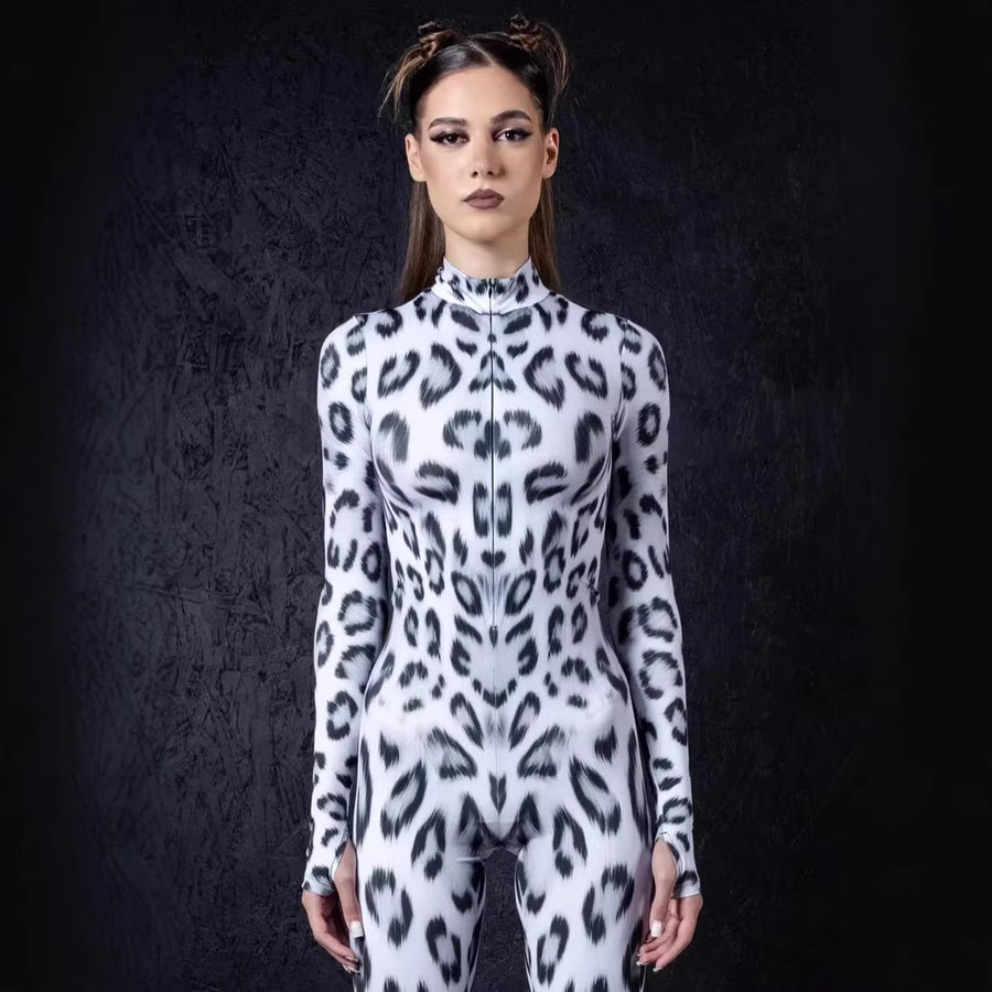 Leopard-print 3D-printed Bodysuit for Bold Style