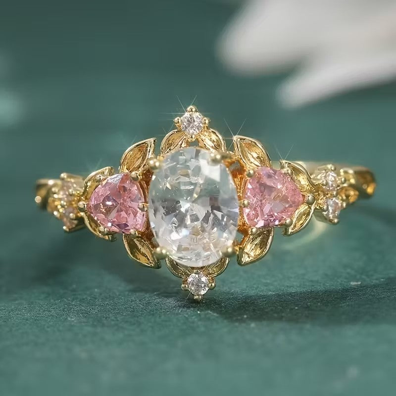 Elegant Simple Copper Ring Inlaid With Zirconias