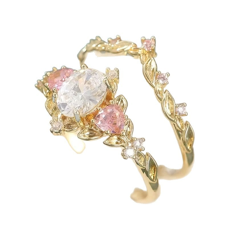 Elegant Simple Copper Ring Inlaid With Zirconias