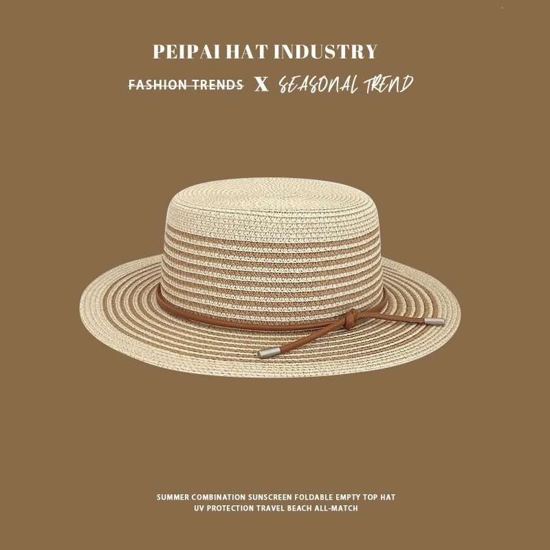 Womens Spring Summer Straw Hat and Large-capacity Bag Set