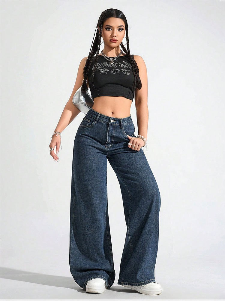Stylish Floor-Length Flared Straight-Leg Jeans for Women