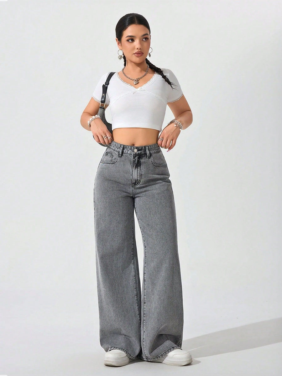 Stylish Floor-Length Flared Straight-Leg Jeans for Women
