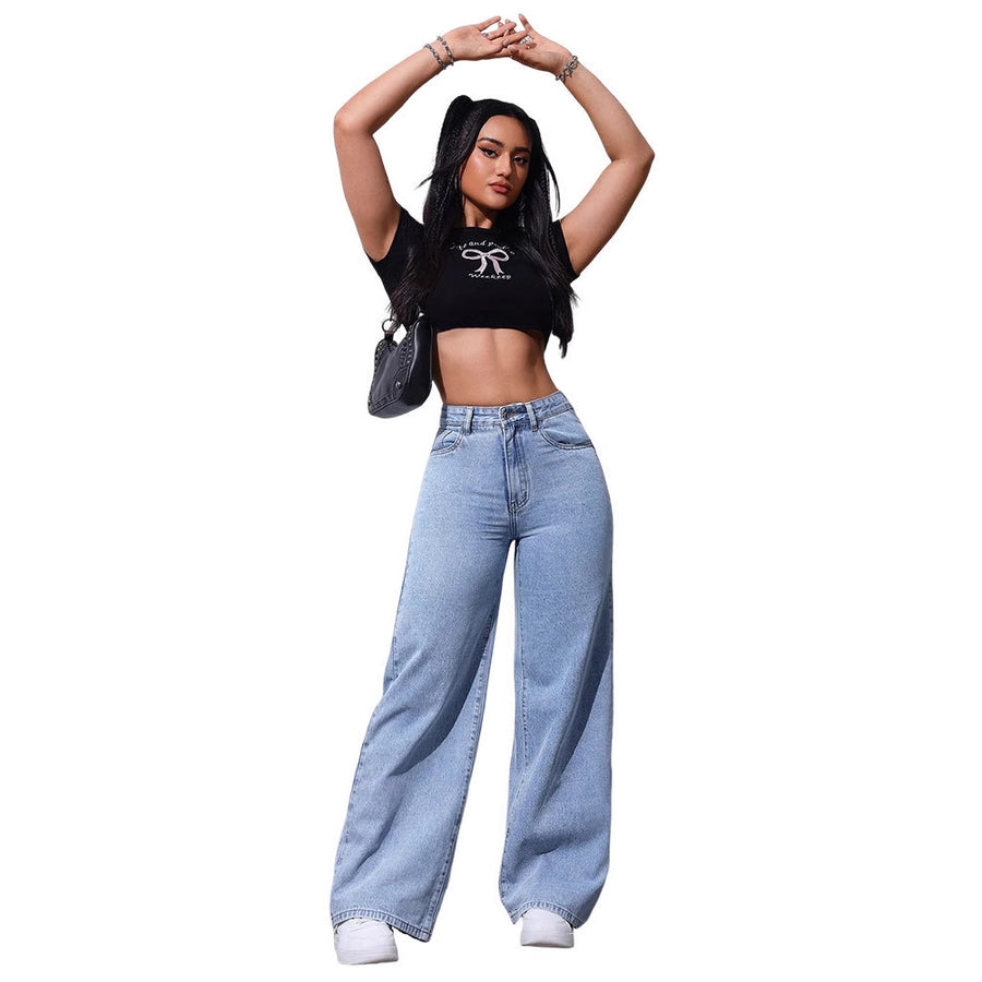 Stylish Floor-Length Flared Straight-Leg Jeans for Women