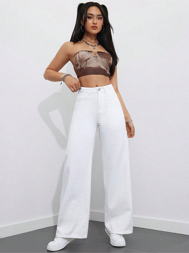 Stylish Floor-Length Flared Straight-Leg Jeans for Women