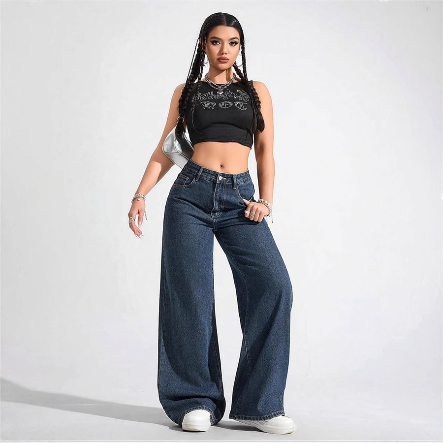 Stylish Floor-Length Flared Straight-Leg Jeans for Women