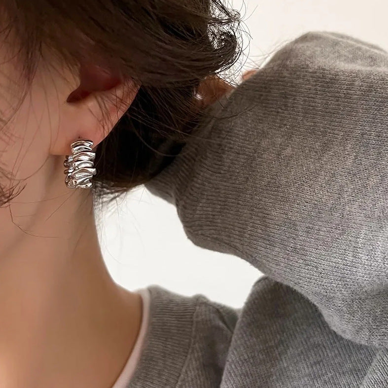 European And American Minimalist Asymmetric Geometric Earrings
