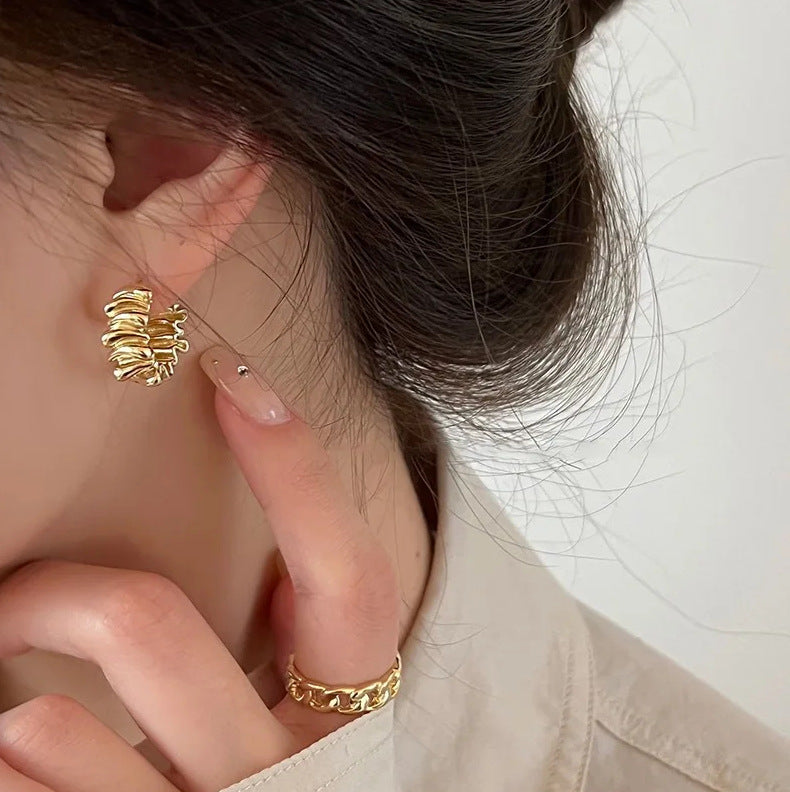 European And American Minimalist Asymmetric Geometric Earrings