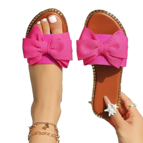 Plus-size Bow-tie Slippers for Women - Colorful Comfort