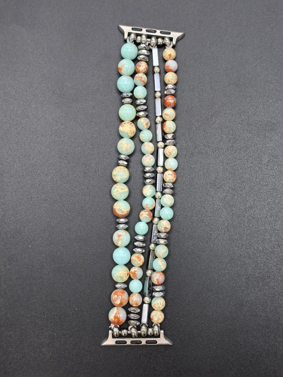 Bohemian Natural Stone Beaded Band for iWatch - Pumice Stone Style