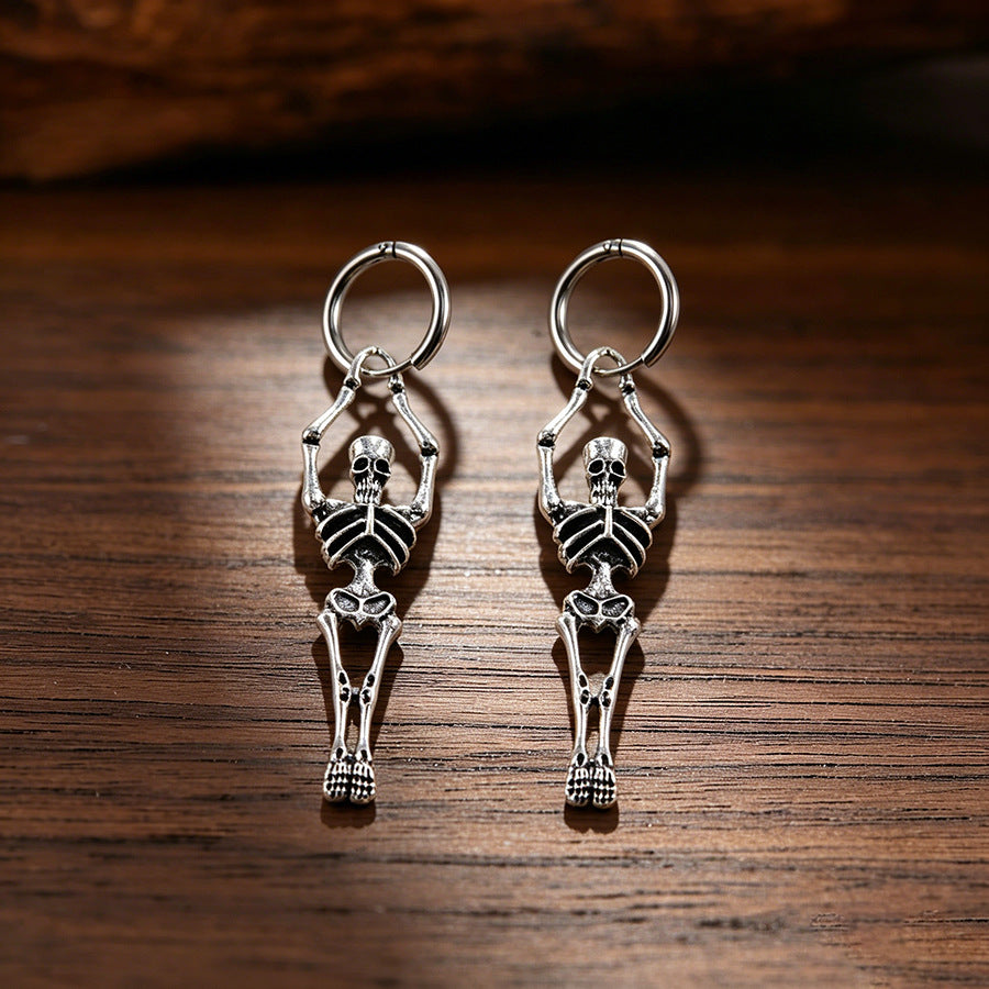 Vintage Human Skeleton Ear Cuffs - Gothic Punk Earrings