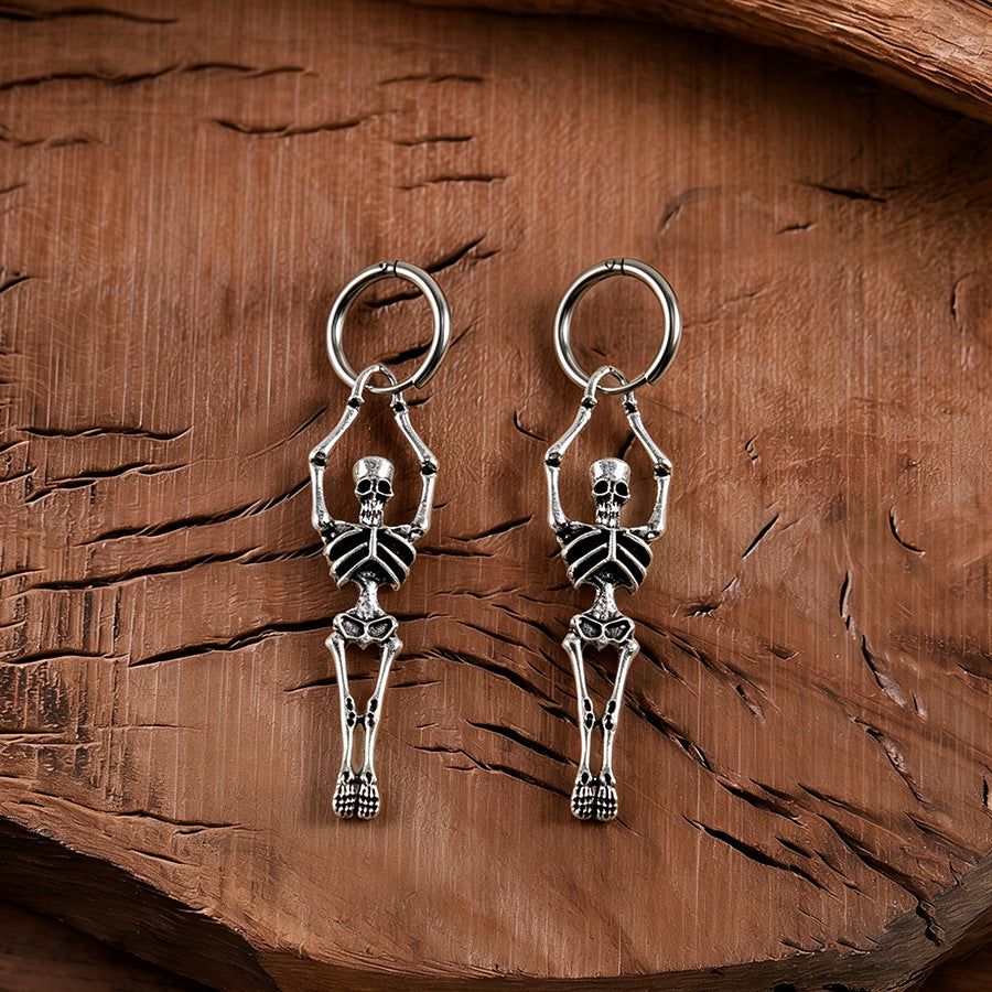 Vintage Human Skeleton Ear Cuffs - Gothic Punk Earrings
