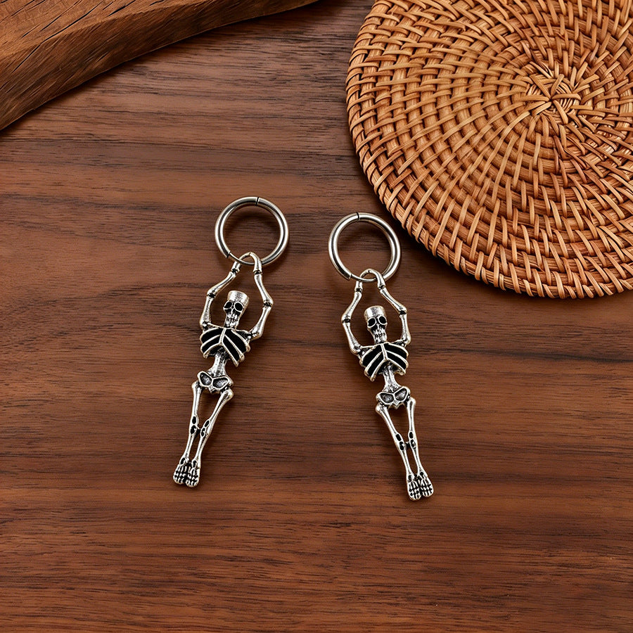 Vintage Human Skeleton Ear Cuffs - Gothic Punk Earrings