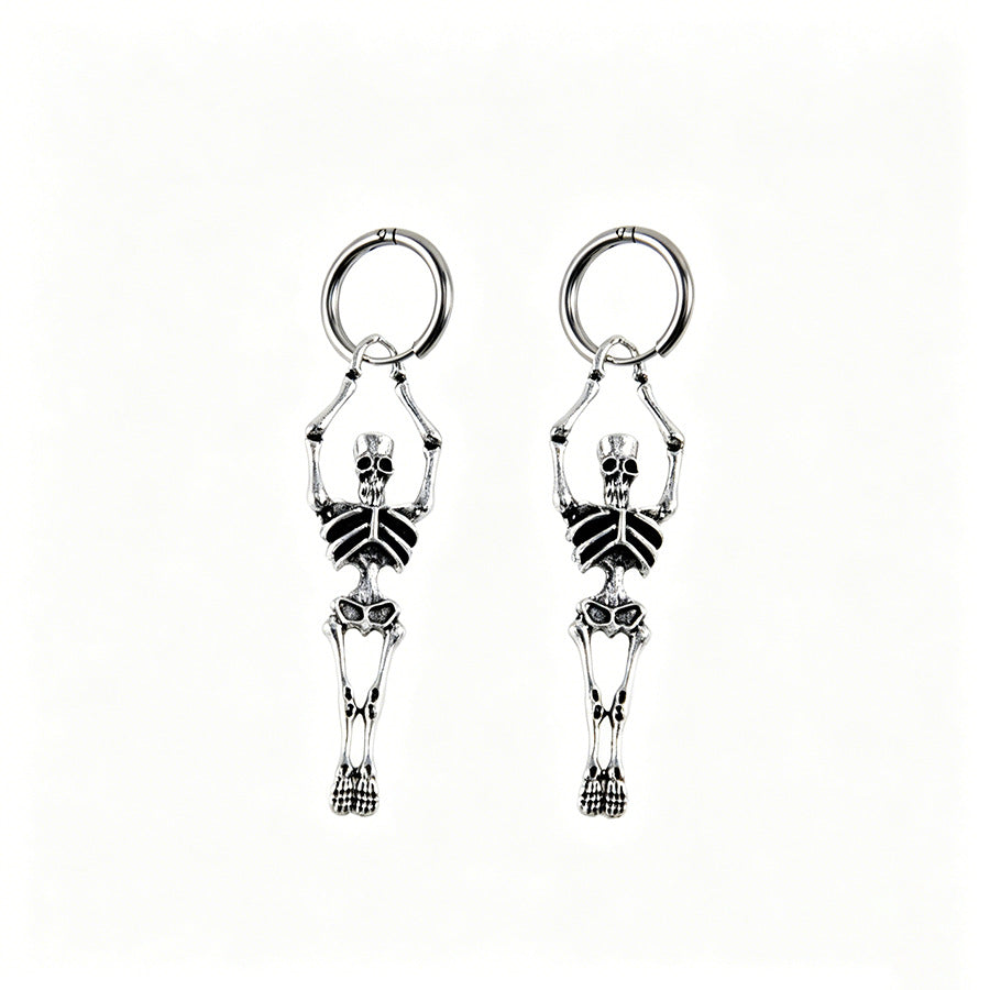Vintage Human Skeleton Ear Cuffs - Gothic Punk Earrings