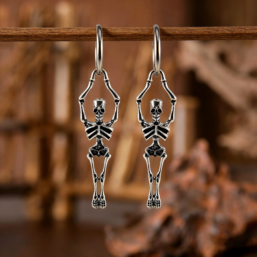 Vintage Human Skeleton Ear Cuffs - Gothic Punk Earrings