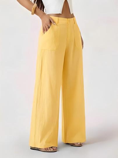 New Womens Cotton-linen Wide-leg Pants for Effortless Style