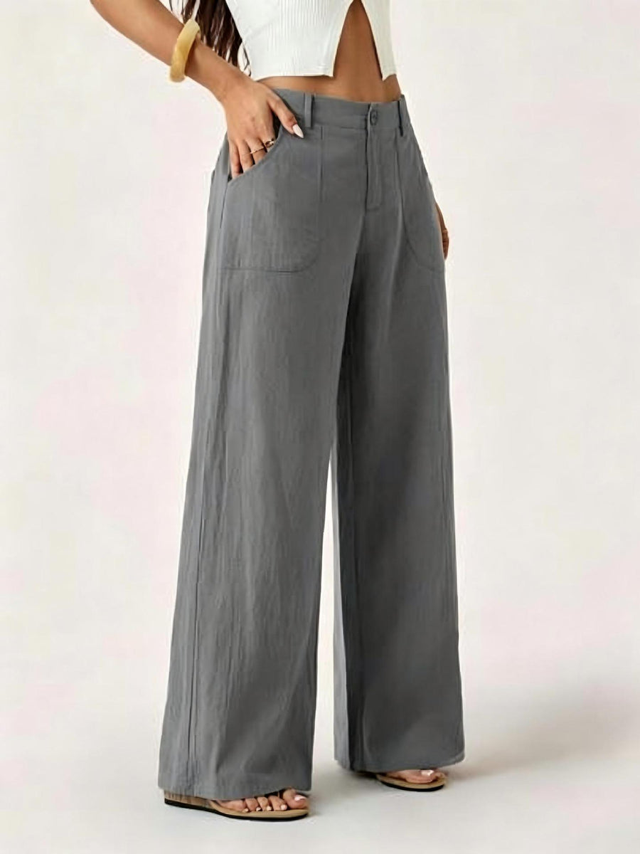 New Womens Cotton-linen Wide-leg Pants for Effortless Style
