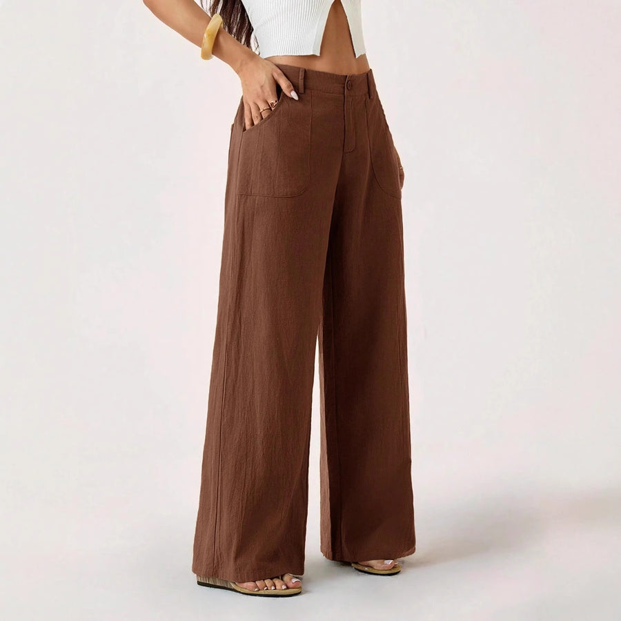 New Womens Cotton-linen Wide-leg Pants for Effortless Style