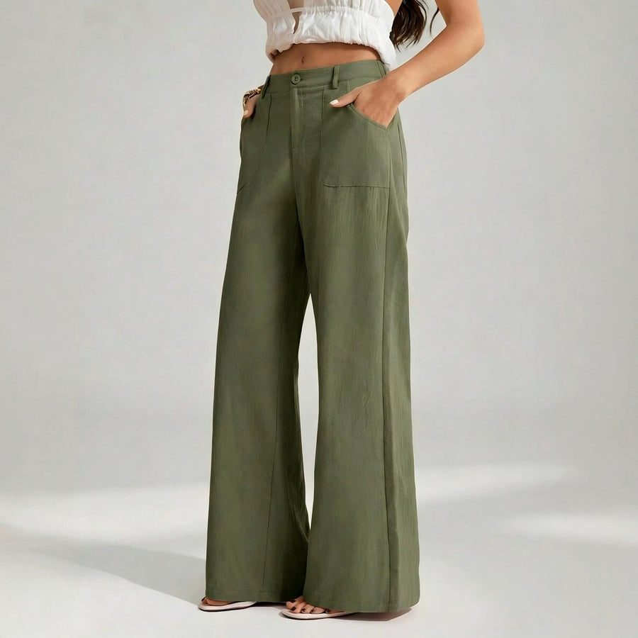 New Womens Cotton-linen Wide-leg Pants for Effortless Style